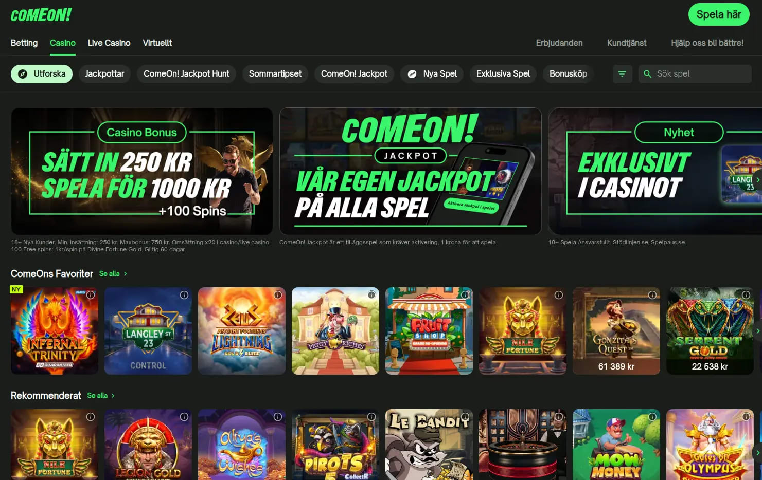ComeOn Casino Sverige 2026