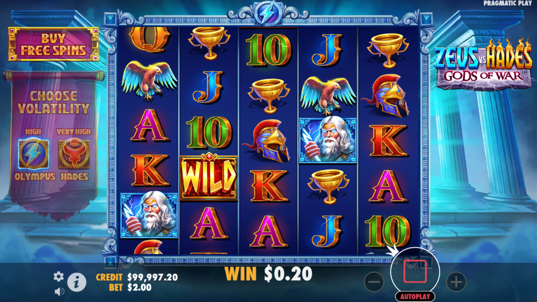 Zeus vs Hades Gods of War 250/