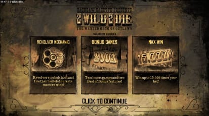 2 Wild 2 Die startskärm