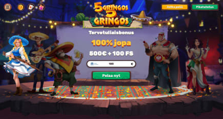 5 Gringos Casinossa 5 tervetuliaisbonusta joista valita