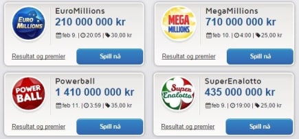 Spill Powerball fra Norge på norsk casino