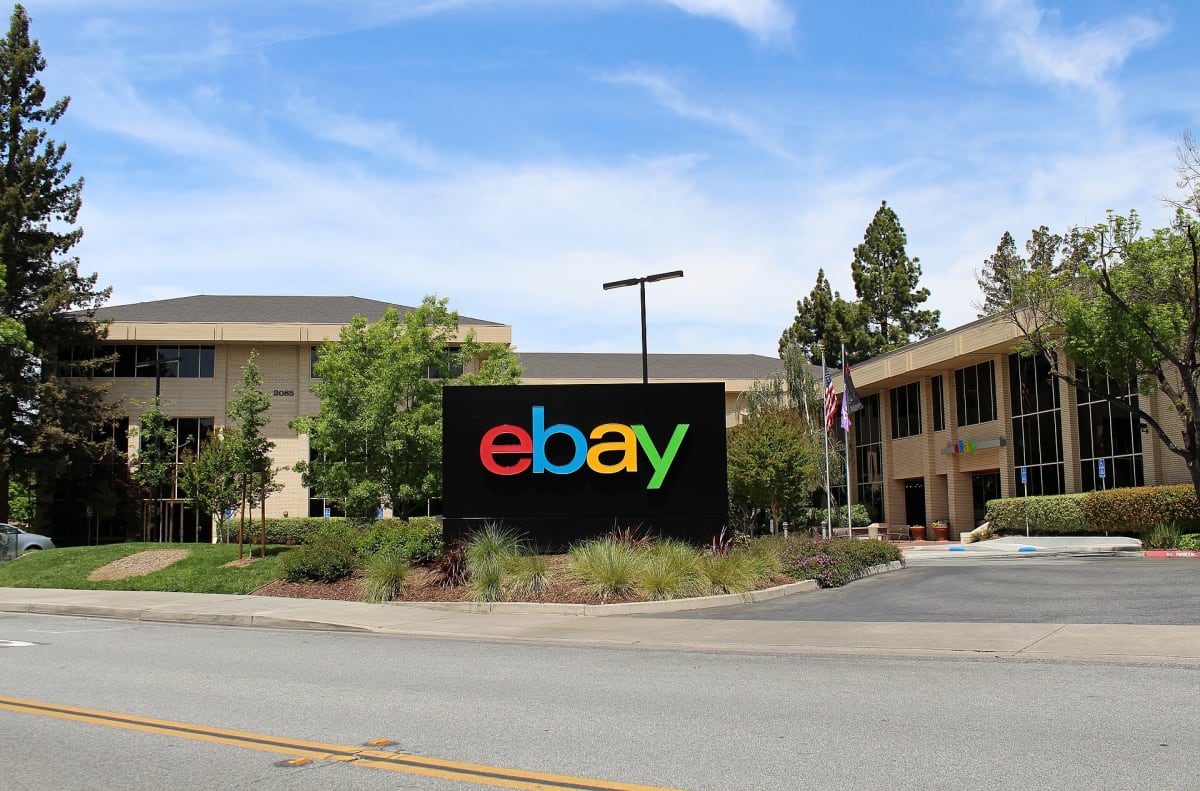 The eBay sign outside the company's headquarters in San Jose, California