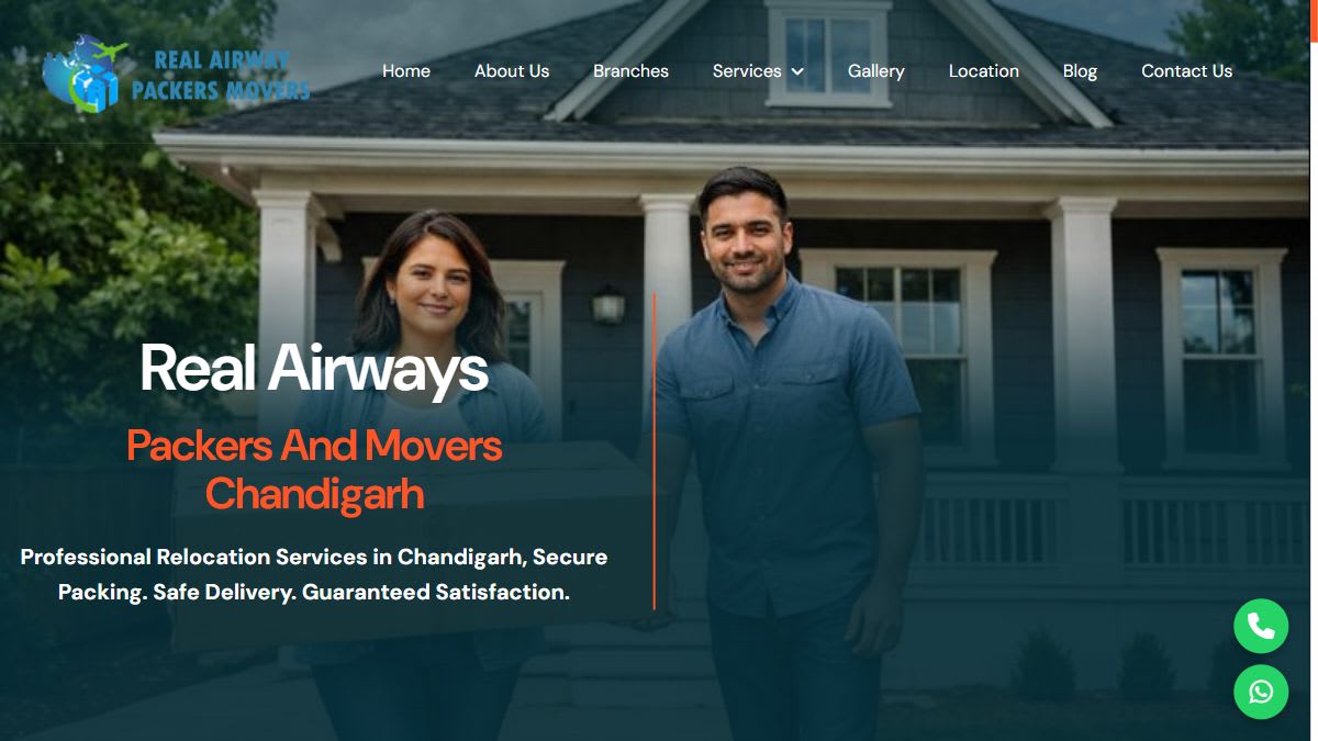 Real Airways Packers and Movers website homepage