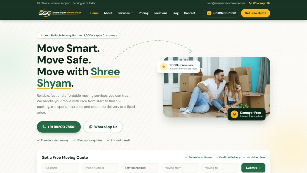 Shree Shyam Movers Group website