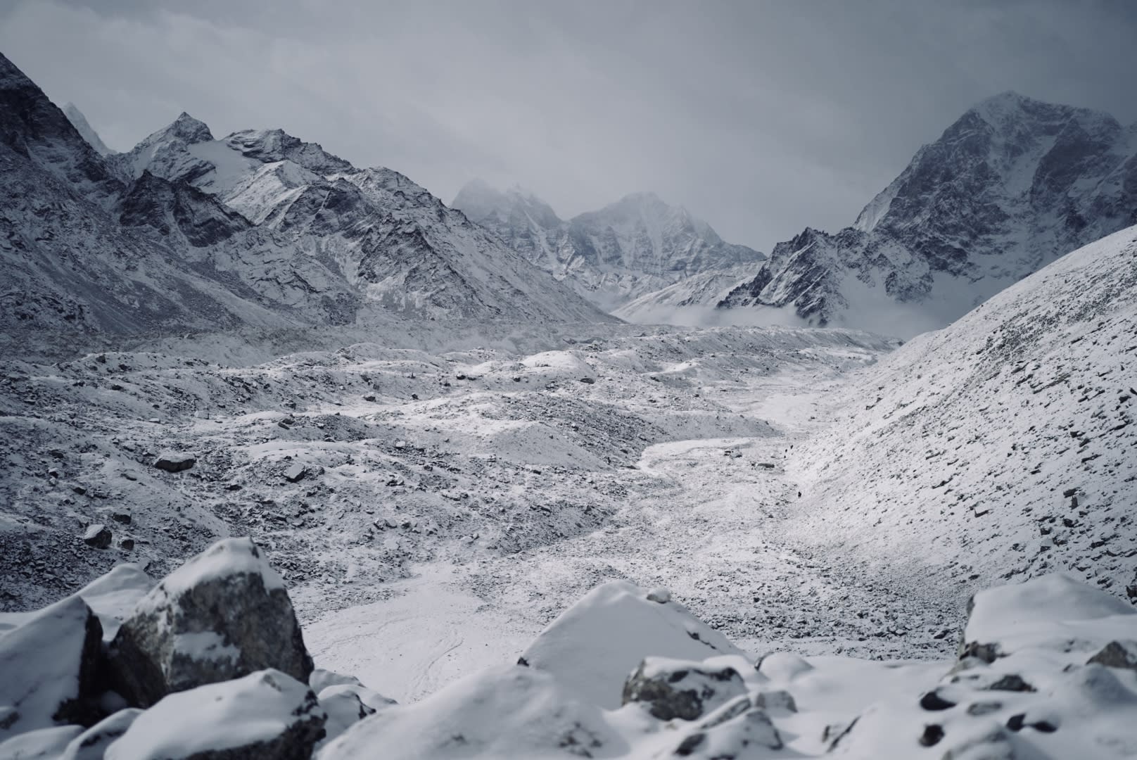 Landung des Helikopters nahe dem Everest Base Camp