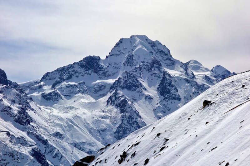 Vergletscherte Gipfel über dem oberen Langtang-Tal