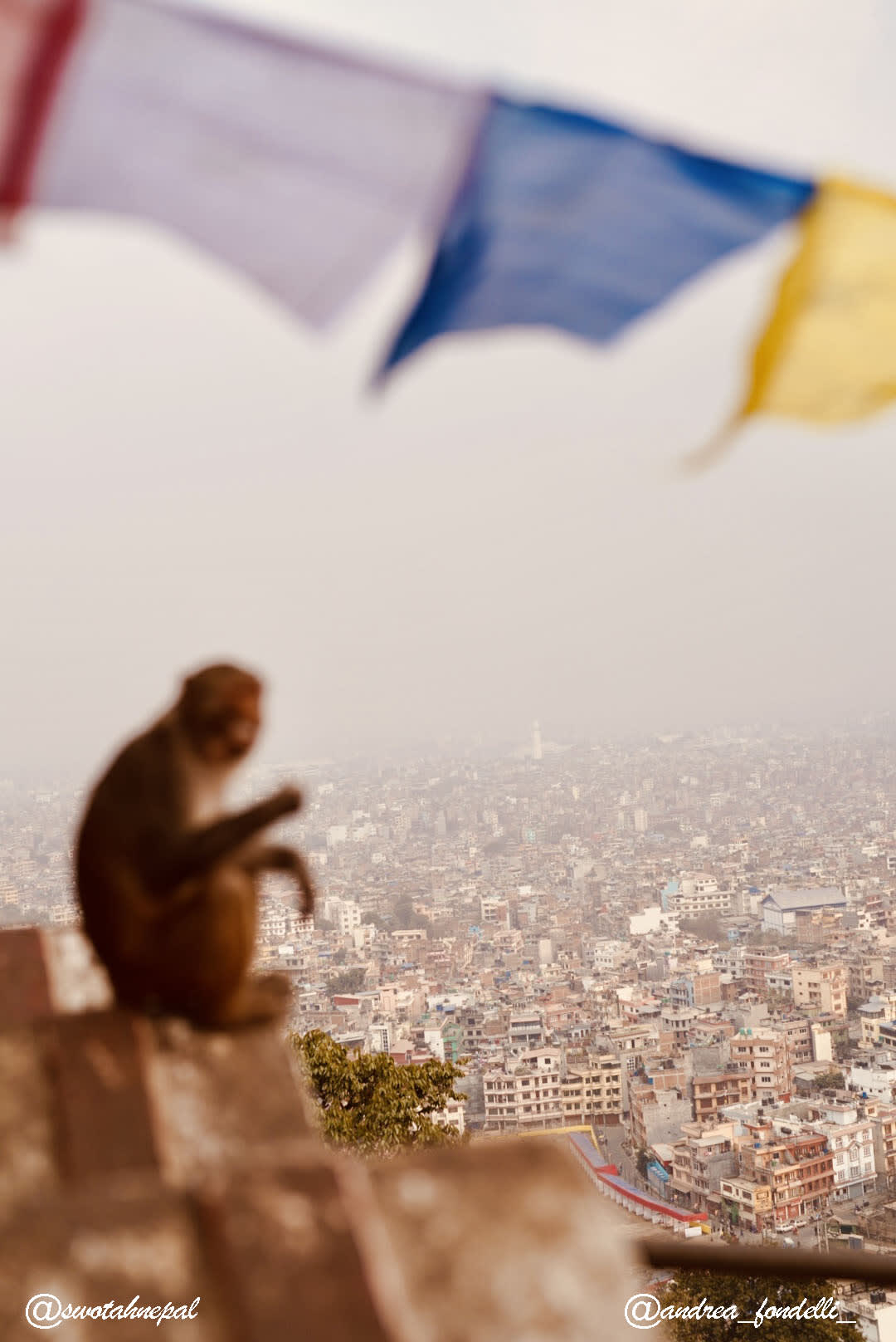 Swayambhunath (Monkey Temple) stupa overlooking the Kathmandu Valley
