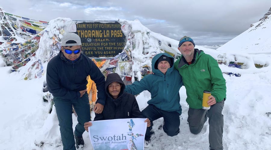 Trekkers on trail in the Annapurna foothills