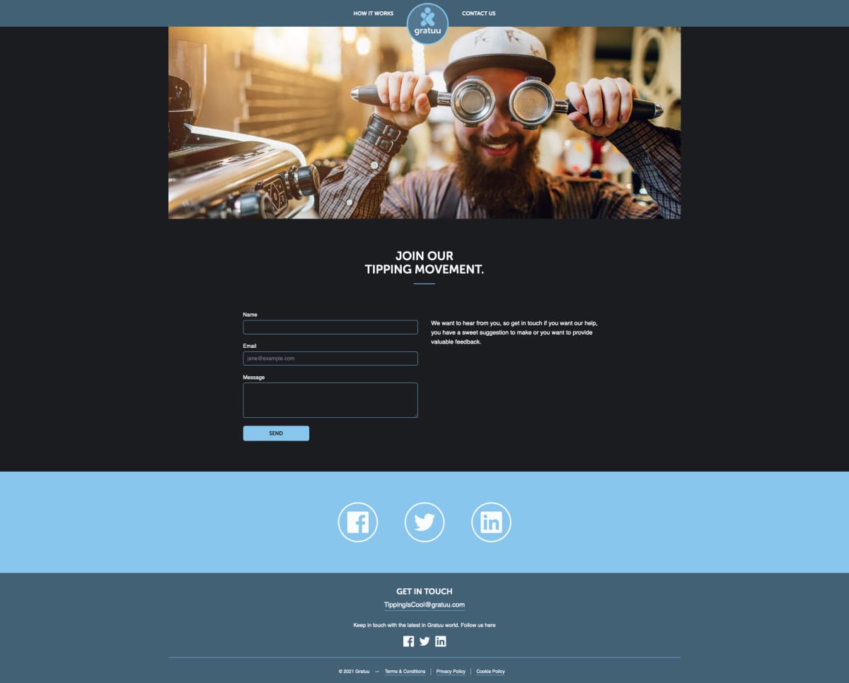 Gratuu Contact page