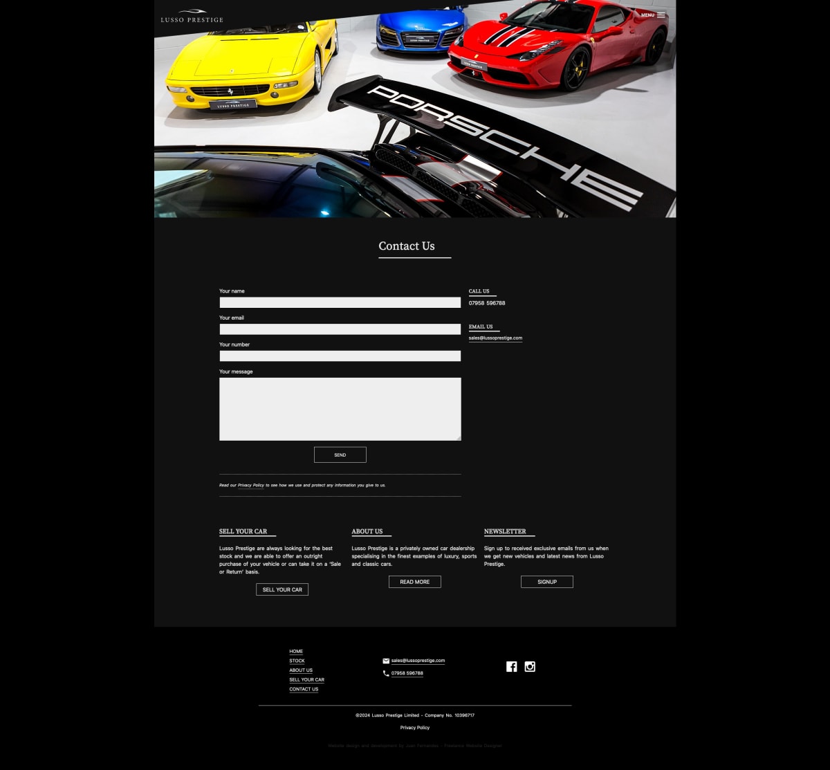 Lusso Prestige Contact page