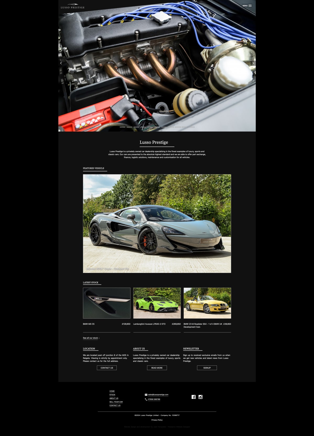 Lusso Prestige Home page