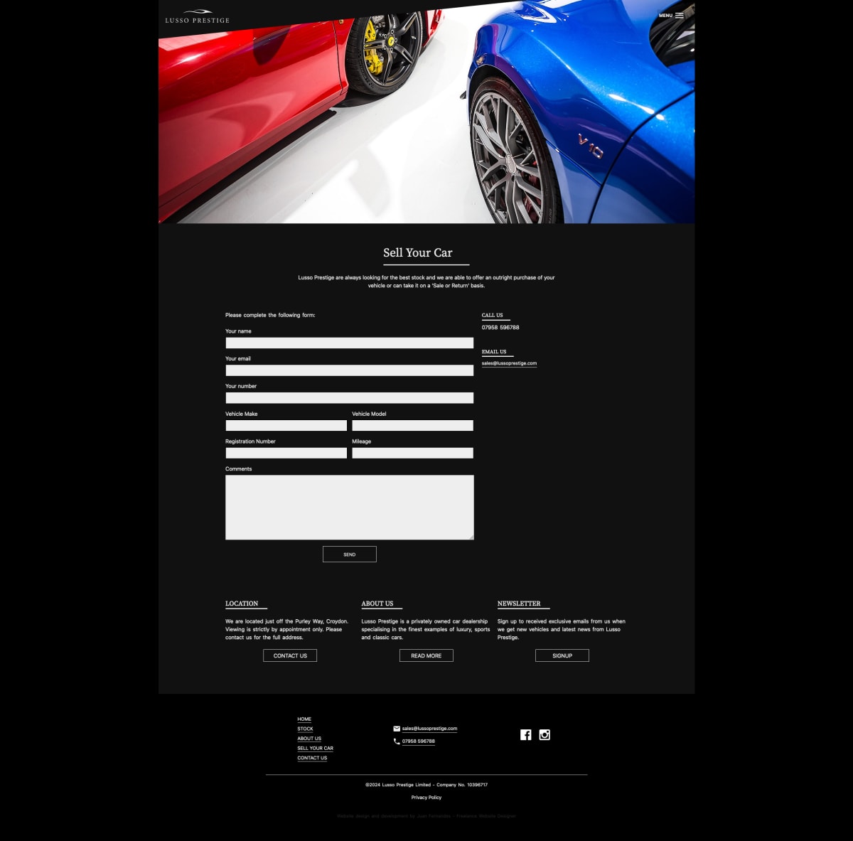 Lusso Prestige Sell Your Car page
