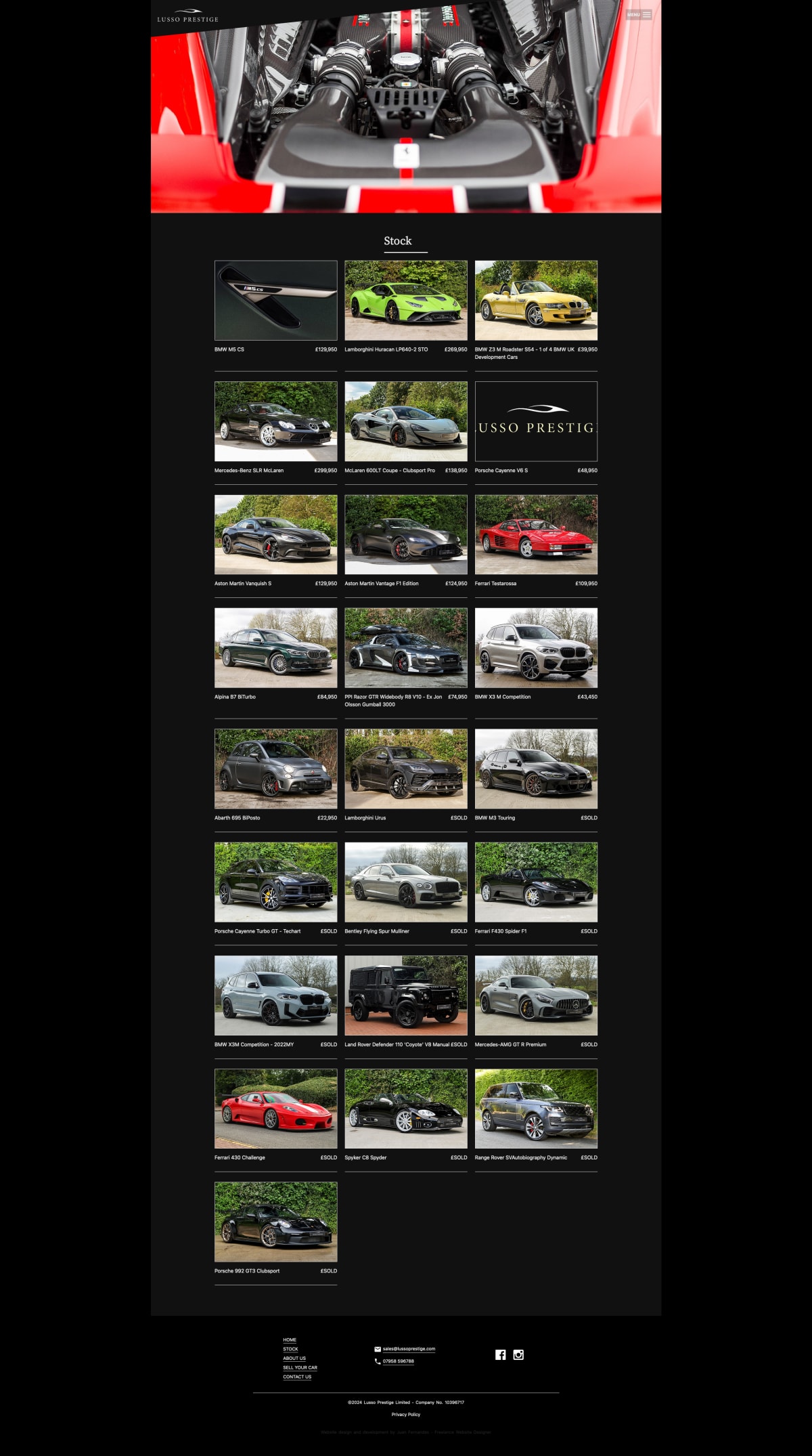 Lusso Prestige Stock page
