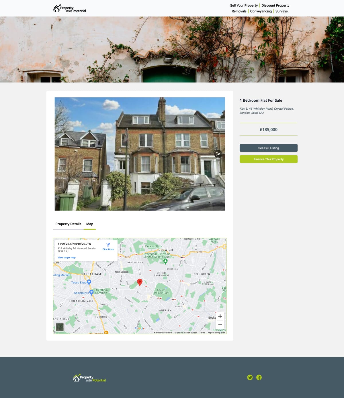 Details page with map screenshot
