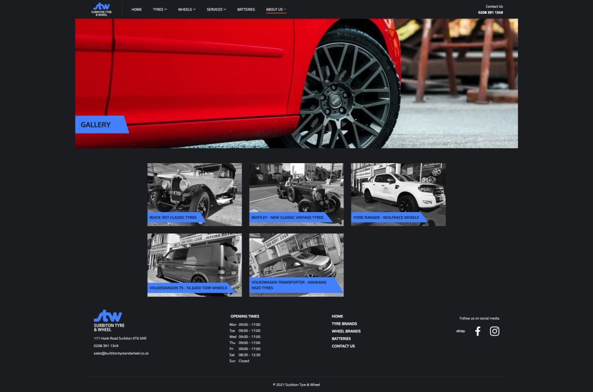 Surbiton Tyre and Wheel gallery page screenshot
