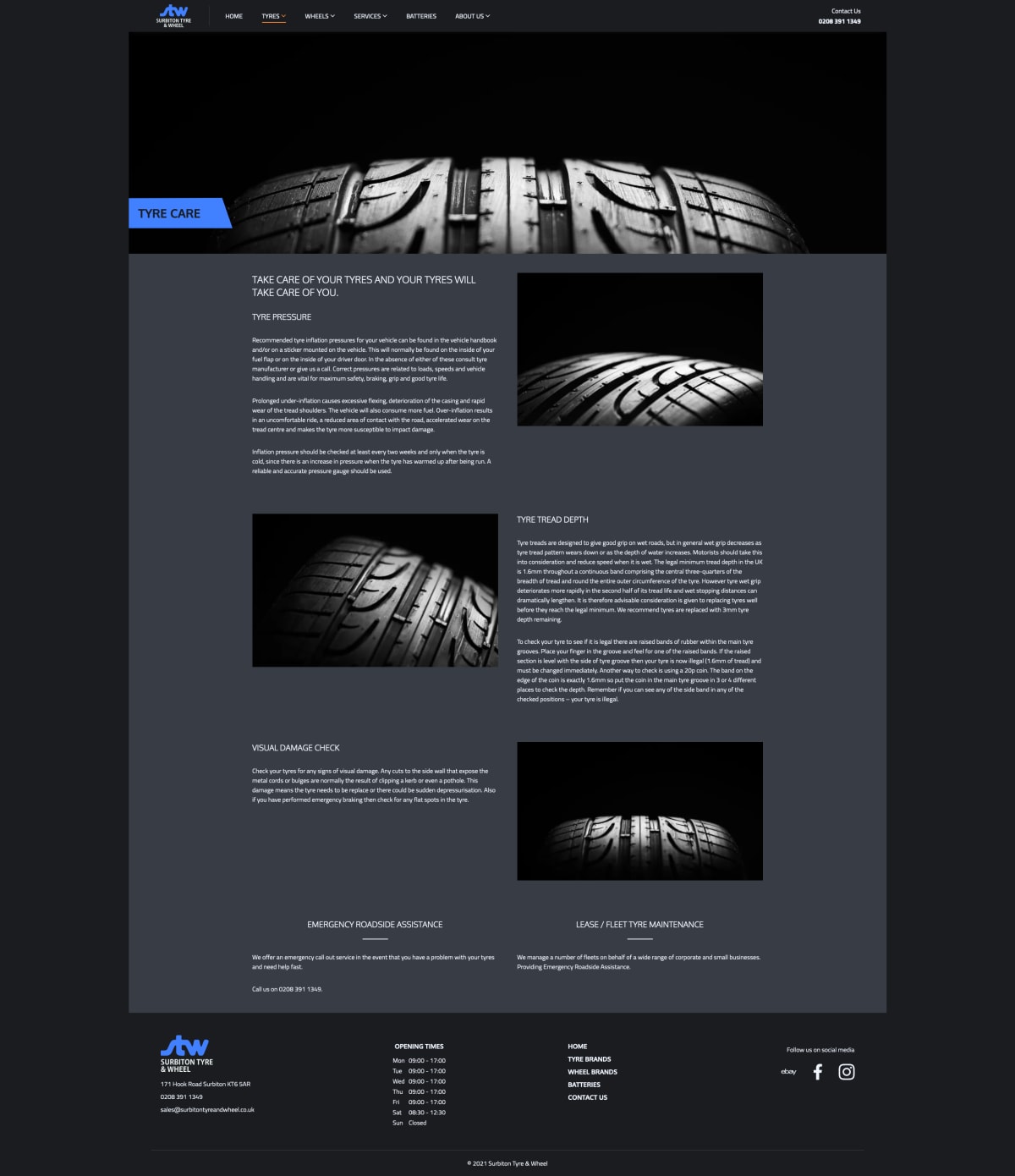 Surbiton Tyre and Wheel content page screenshot