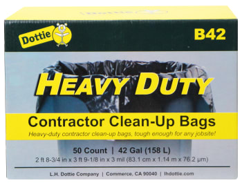 Contractor Debris Bags, 3 Mil, 42-Gal Heavy Duty