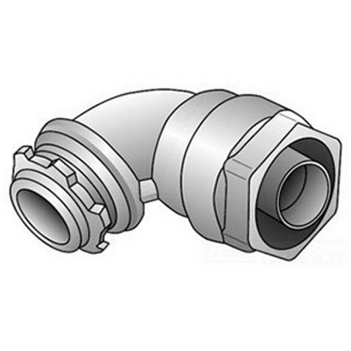 4Q-975 Concretetight Liquid Tight Oiltight Raintight Conduit Connector, 3/4  in Trade, 90 deg, Malleable Iron, Zinc Electroplated