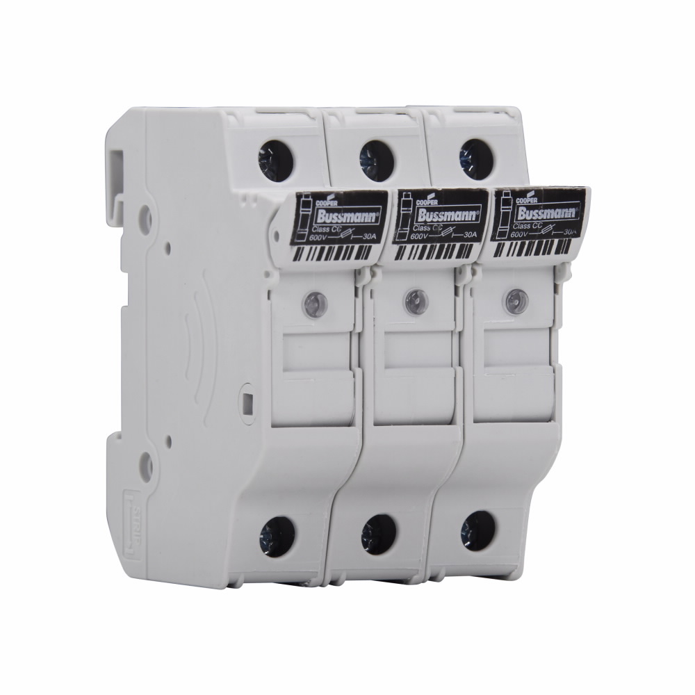 Bussmann CHCC3DIU Finger Safe Modular Fuse Holder With LED Indicator, 48  VDC, 30 A, 18 to 4 AWG Wire, 3 Poles
