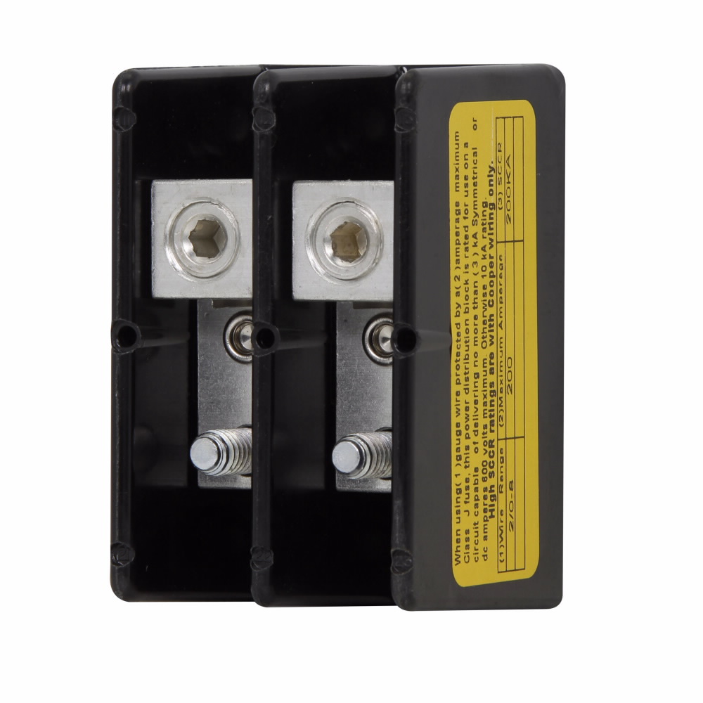 Cooper Bussman 16204-2 Buss Power Block – 2-Pole Stud, 600V, 10 KA SCCR