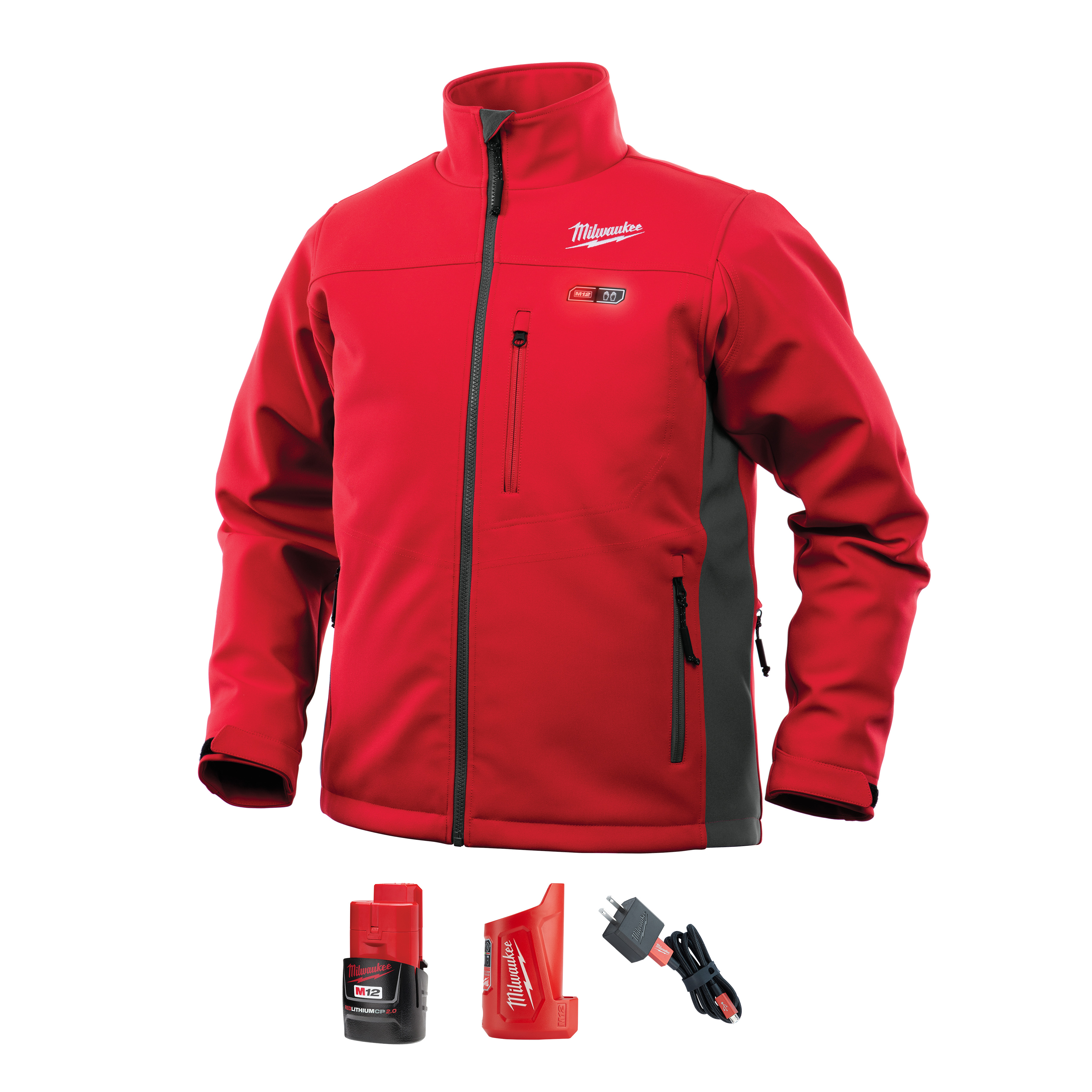 202R-21XL Insulated Heated Jacket Kit, XL, Red, Polyester/Brushed Tricot  Lining, 44 to 46 in Chest, Resists: Water and Wind
