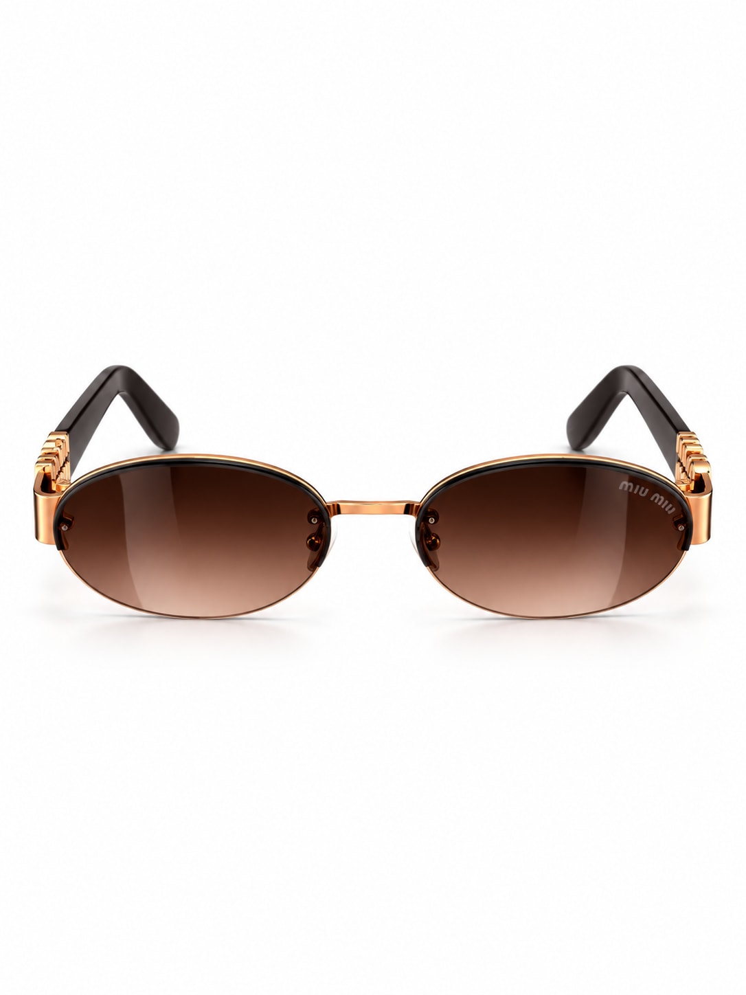 Brown Gradient Oval Logo-Temple Sunglasses