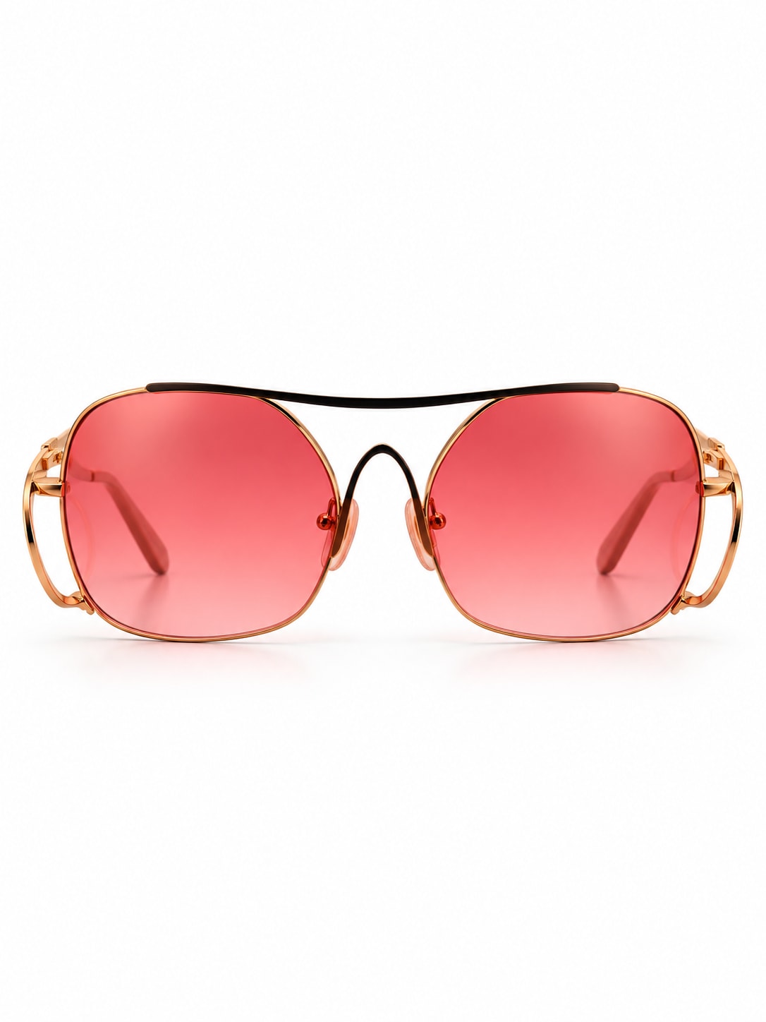 Rose Gradient Gold Double-Bridge Aviator Sunglasses