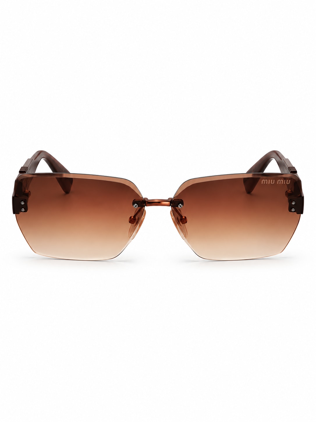 Brown Gradient Geometric Rimless Sunglasses