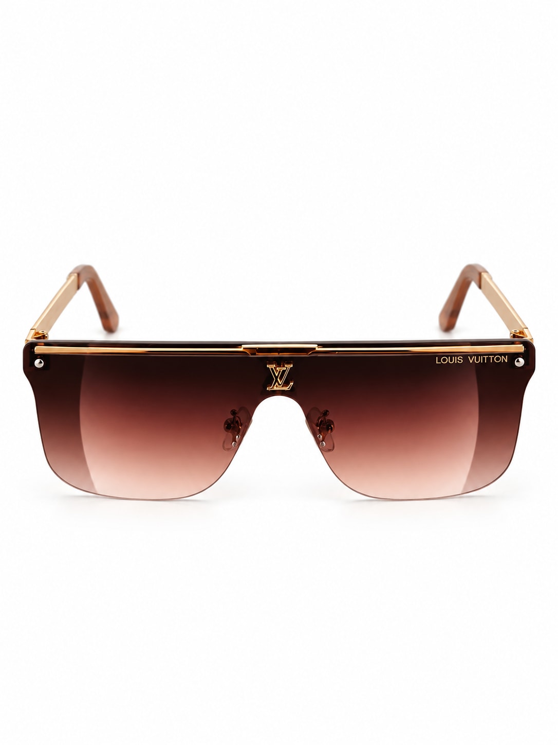 LOUIS VUITTON GOLD-BAR SHIELD SUNGLASSES (BROWN GRADIENT)