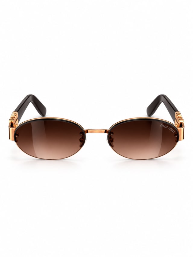Brown Gradient Oval Logo-Temple Sunglasses