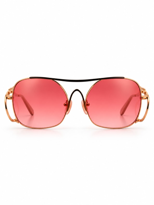 Rose Gradient Gold Double-Bridge Aviator Sunglasses
