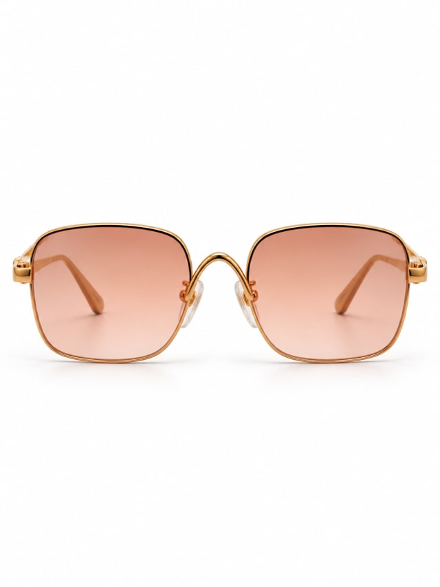 Peach Gradient Gold Square Sunglasses