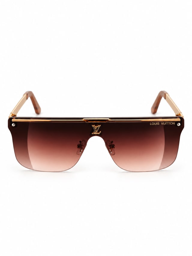 LOUIS VUITTON GOLD-BAR SHIELD SUNGLASSES (BROWN GRADIENT)