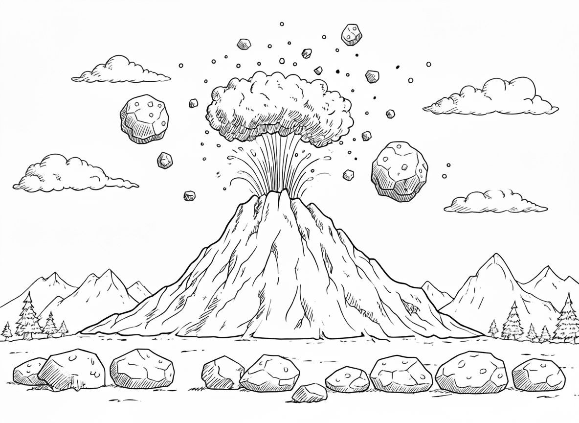Volcano image with larger boulders after AI editing