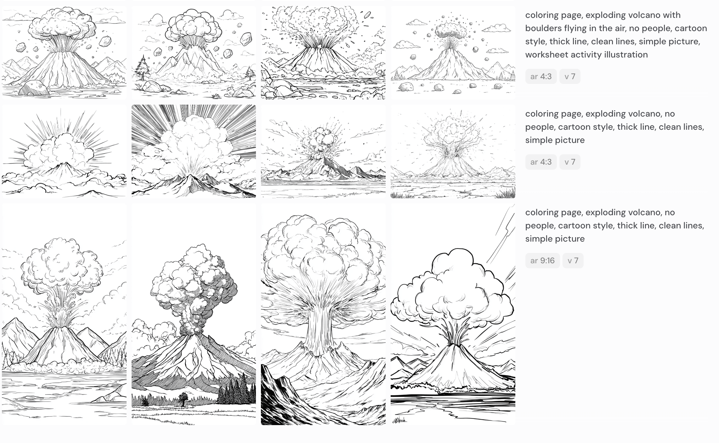 Midjourney generated volcano options