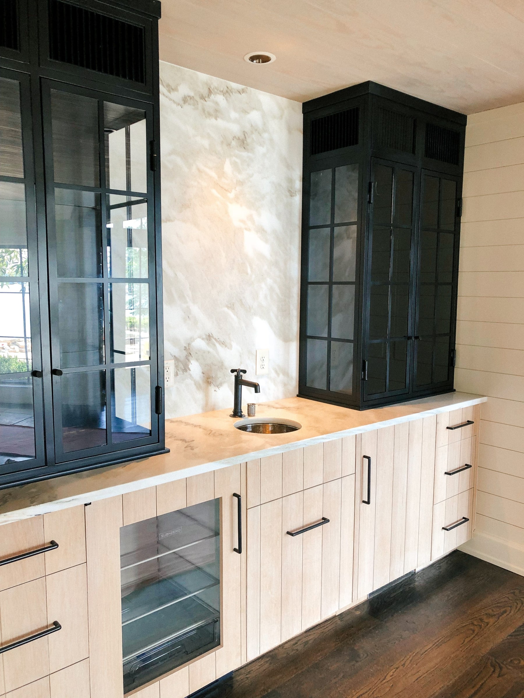 Oak and Steel Cabinets