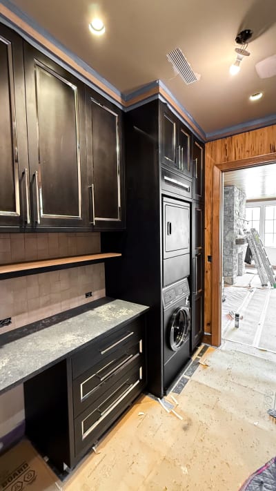 Modern Black Utility Room Cabinetry