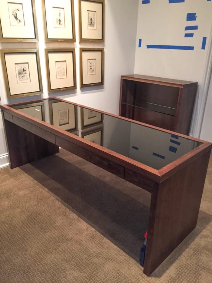 Glass and Walnut Desk