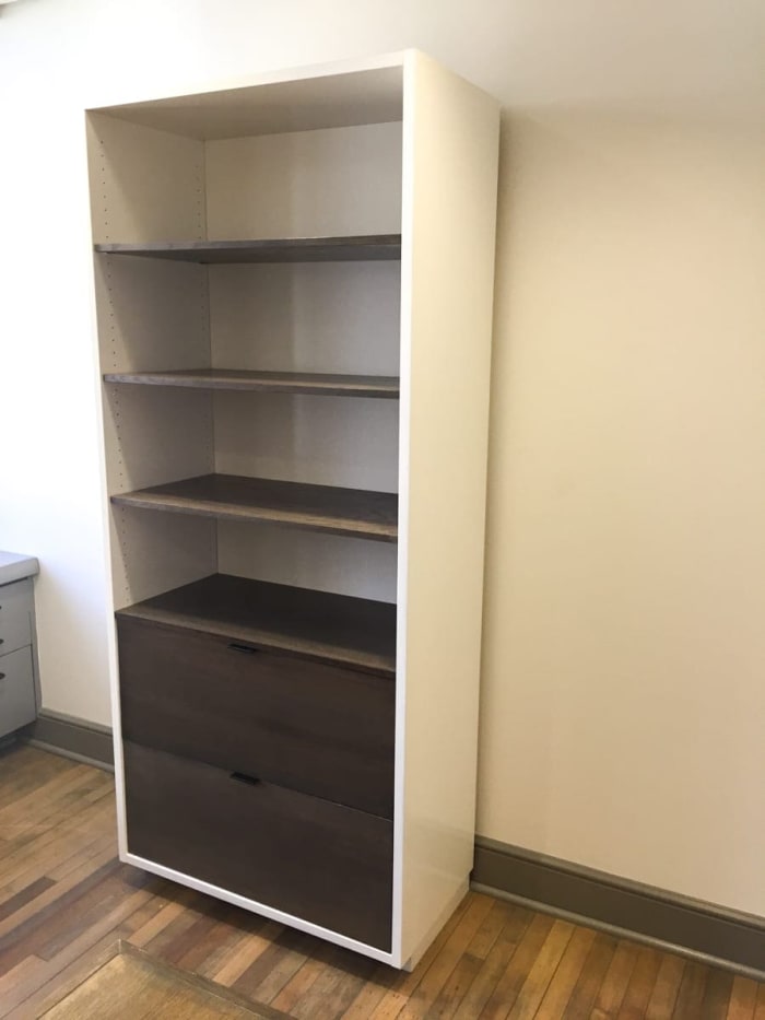 White and Walnut Bookcase