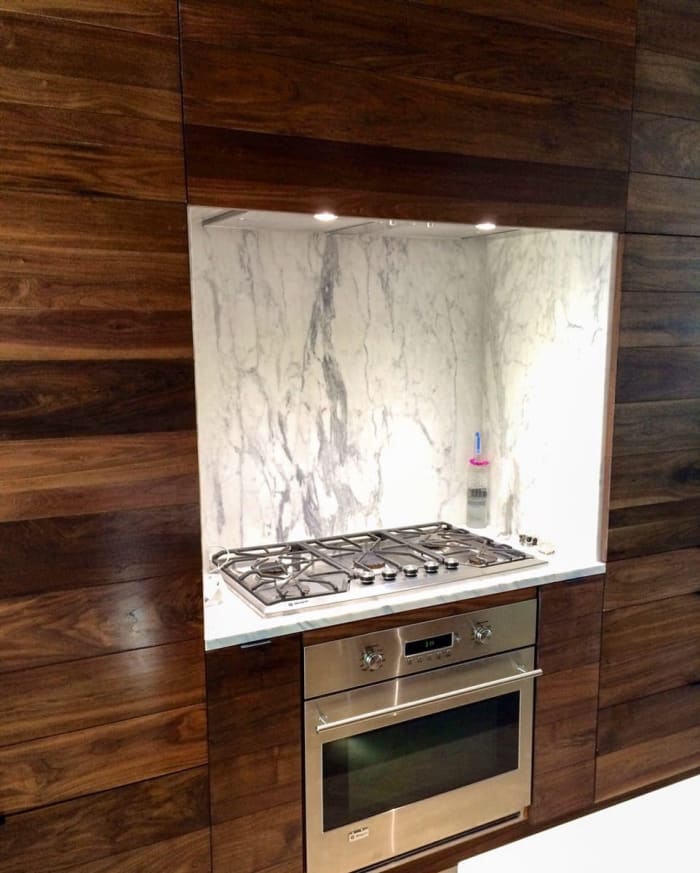 Walnut Kitchen with Marble Accents