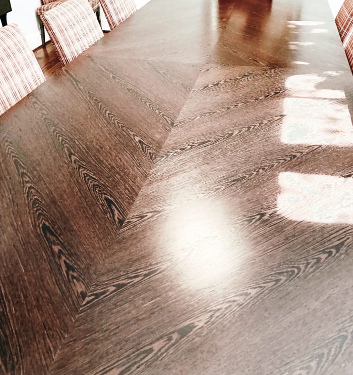 Diamond Pattern Wood Dining Table