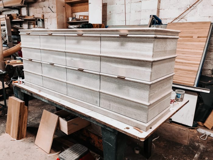 Ghost White Quartersawn White Oak Credenza