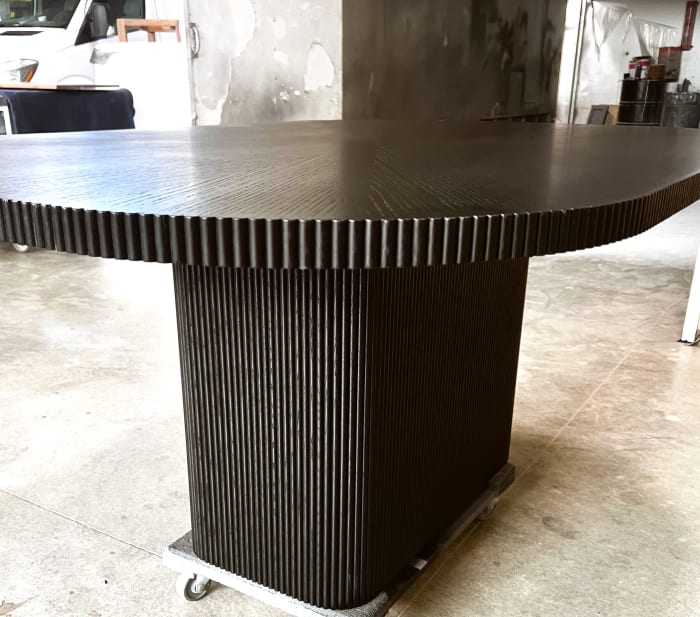 Ebonized Radiate Dining Table with Reeded Edges
