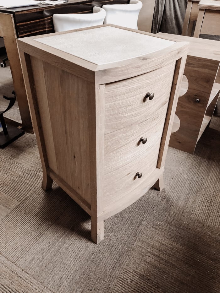 Oak Bedside Table with Leather Top