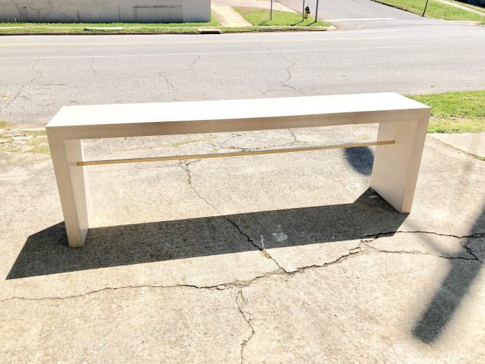 White Bench with Brass Bar