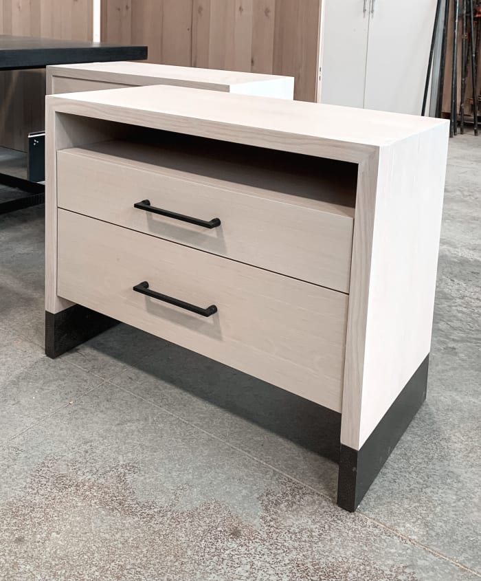 Oak and Hammered Bronze Nightstands