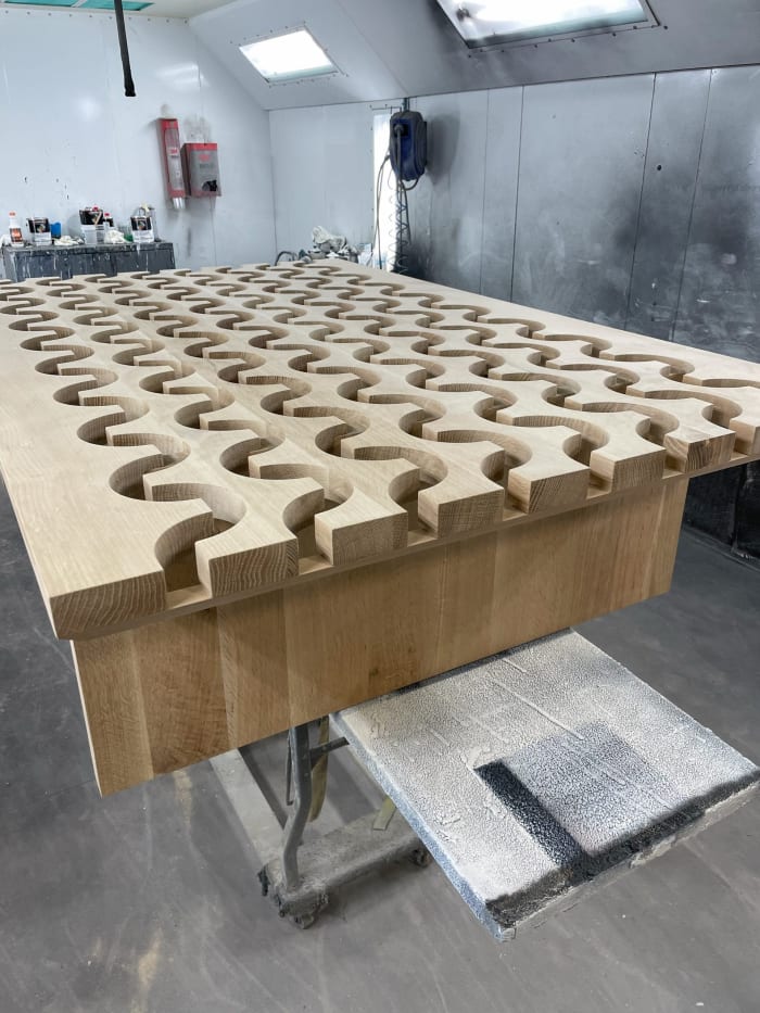 White Oak Credenza with Finger Pull Details