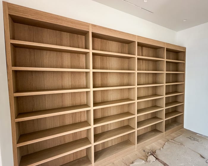 Built-In White Oak Bookcase