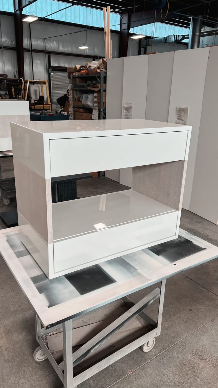 Polished High Glossy Oak Side Tables
