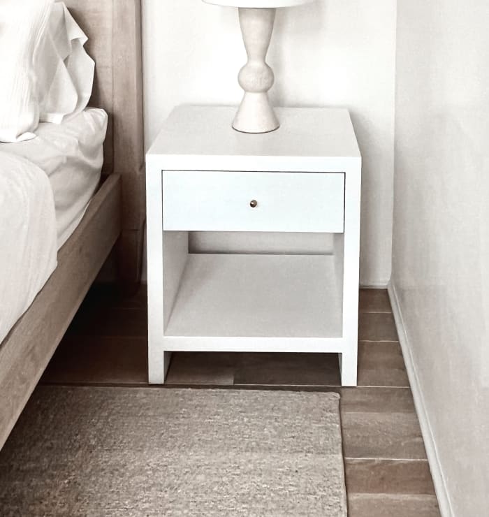 White Side Table In Bedroom